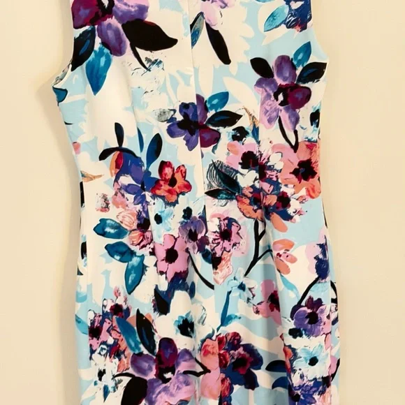 Ivanka Trump Floral Midi Sheath Dress in White, Blue and Pink - Picture 2 of 3